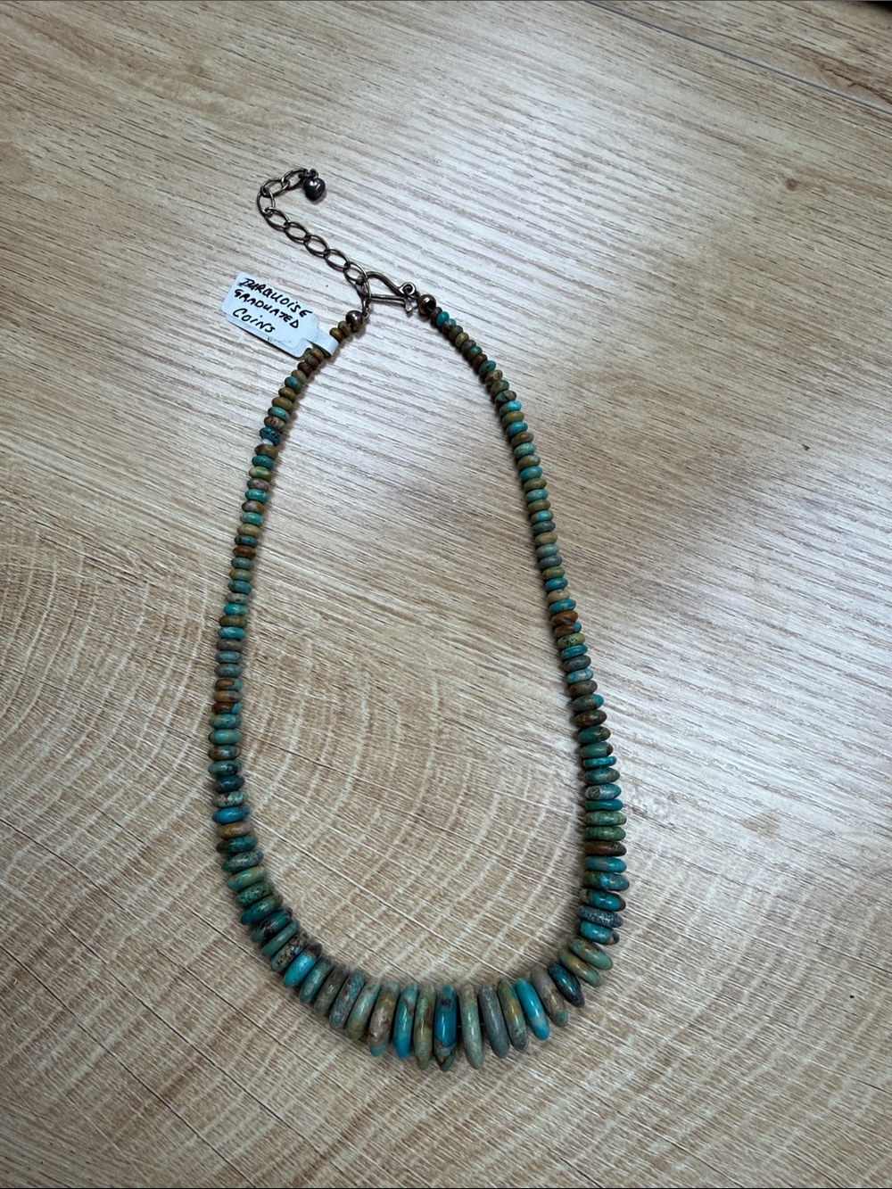 Turquoise Graduated Coin Bead Necklace